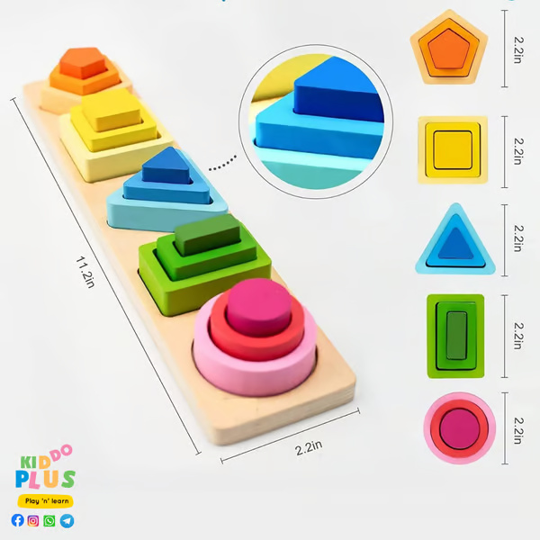 Wooden Geomentric Color Sorting